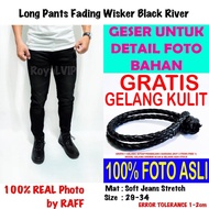 Celana Panjang Jeans Wisker Fading Hitam ROYALVIP PRIA COWOK MURAH
