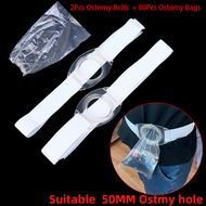 2pcs Colostomy Ostomy Belt/ Ostoma Waist Band Silicone Stoma Circle Belt+80Pcs Ostomy Bag Cut Hole 50MM