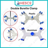 Double Burette Clamp, Pengapit Buret – Plastic or Aluminium, Secure Hold for Titration, Strong Grip,
