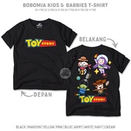 Bobomia Kids T-Shirt Toy Story Woody Buzz Lightyear Chibi | Distro Clothes for Baby Boys and Girls (