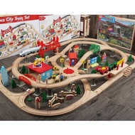 WJWooden Train Track Set Compatible with Thomas Ikea Magnetic Electric Car Head Assembling Children's Building Blocks To