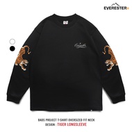 EVERESTER เสื้อแขนยาว Oversize (แขนจั้ม) Flying Tiger เสื้อยืด สีขาว สีดำ เสื้อยืดแขนยาวผู้ชาย EOLF