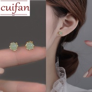 18k saudi gold fendi earrings Natural Hetian jade opal stud earrings hypoallergenic earring saudi go