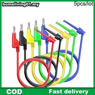 ho 5Pcs 4mm Banana To Hook Test Leads Staable Banana Plug To Test Hook Clips Flexible Testing Cable 