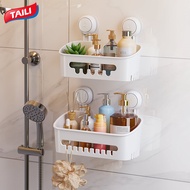 TAILI Shower Caddy Suction Cup 2 Pack Bathroom Shower Basket Wall Mounted Organizer Shelf for Shampoo Body Wash Conditioner Plastic Shower Rack for Kitchen &amp; Bathroom Drill-Free Removable…