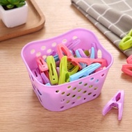Cozy Windproof Clip Underwear Socks Clothespin Plastic Small Clip with Storage Basket Clothes Drying