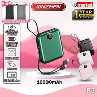 Xinzhen P3 10000mAh Powerbank 22.5W Fast Charging Power Bank Xinzhen Powerbank Built In Cable Pawer 