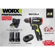 J&E WORX PROFESSIONAL WU130 12V 2.0 AH Battery Brushless Motor Cordless Electric Drill 1800RPM