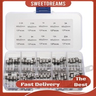 100Pcs Glass Tube Fuse Assorted Kit 5 * 20MM Fast-blow Glass Tube Fuse Amp 0.2A-20A Glass Fuse Assor
