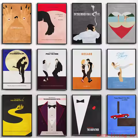 80S Nordic Movie Grease Pulp Fiction Poster Dancing Aesthetic Minimalist Wall Art Vintage Canvas God