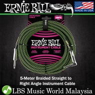 Ernie Ball 5 Meter Braided Straight to Right Angle Instrument Cable for Electric Acoustic Bass Guita