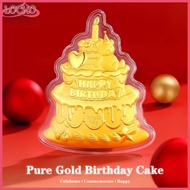 Pure Gold Birthday Cake Gold Bar（0.2g）Gift Box Set Au999/24k Solid Gold Gold Piece