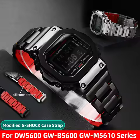 GW B5600 mod kit Case Strap For G-SHOCK Casio 3229 DW-5600 GW-B5600 GW-M5610 Stainless Steel Bezel R