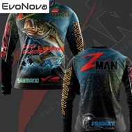 EvoNova Kaki Pancing Baju Shirt BASS FISHING T SHIRT LONG SLEEVE Baju Memancing Fishing Jersey Baju 