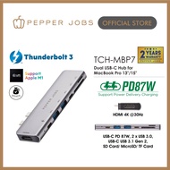 PEPPER JOBS TCH-MBP7 Dual USB-C Multiport Hub Adapter With PD 87W Charging & Thunderbolt 3