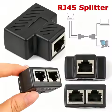 RJ45 Splitter Adapter 1 to 2 Network Connector Dual LAN Ethernet Socket 8P8C Extender Plug Connector
