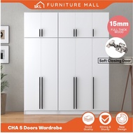 ⚡Soft Closed Door⚡ SKL Furniture 5X8FT 2/4/6/10 DOORS WARDROBE WITH TOP almari baju/kabinet baju alm