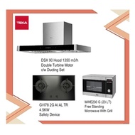 TEKA DSX 90 Hood (1350m3/h) + Hob GVI78 2G AI AL TR + MWE230G Free Standing Microwave with Grill with Free Gift