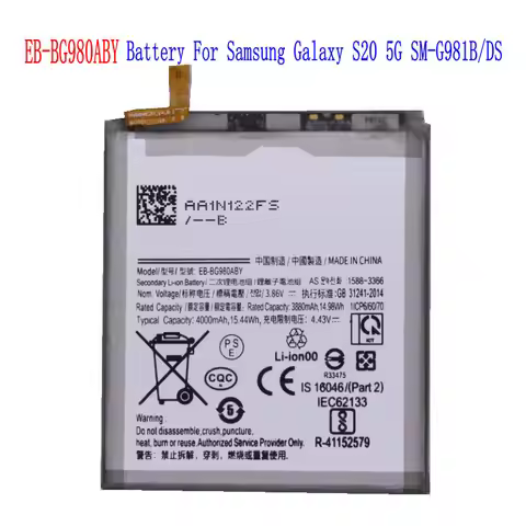 1x 4000mAh /15.44Wh EB-BG980ABY Replacement Battery For Samsung Galaxy S20 4G S20 5G SM-G981V SM-G98