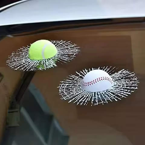 1pc Car Hits Decal Ball Stickers Sticker 3D Glass Adhesive Self Car Styling Baseball Football Tennis