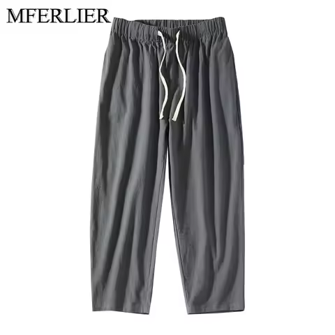 Summer Men Pants 12XL 11XL 10XL 9XL 8XL 7XL Waist 170cm Cotton Plus Size Ankle-length Pants