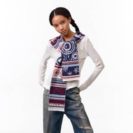 幸運整個冬 條紋針織連帽圍巾