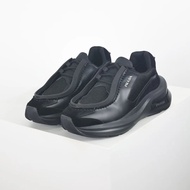 PRADA PRADA Fabric Leather Round Toe Fashion Low-Top Life Casual Shoes Men's Black Boutique