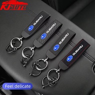 Subaru Car Suede Leather Keychain Pendant Key Chain Holder Carbon Patter Key Car Trinket Keyring For
