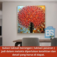 lukisan Bunga Merah minyak , lukisan tiga dimensi, pot bunga, lukisan ruang tamu, kain dinding besar