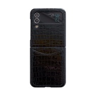 เคส Samsung Galaxy Z Flip 4 5G พร้อมกระเป๋าเก็บบัตร,Z Flip3 Flip4หนังจระเข้ PU เต็มรูปแบบ (รวมด้านข้าง) เคสป้องกันรอยขีดข่วนป้องกันลายนิ้วมือ-6สี