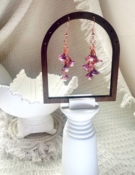 鈴蘭花耳環 水晶花耳環 耳勾式耳環 垂墜式耳環