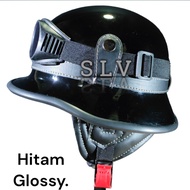 Helm Retro Nazi Club Cat Warna Glossy PREMIUM + Kacamata Chips/ Helm Chips/Helm Club/Helm Klasik