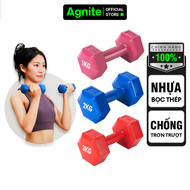 Tạ Tay Nam Nữ Agnite Nhiều Mức Chuyên Tập Gym Yoga Pilates Thể Dục Tại Nhà Lõi Gang Bọc Nhựa Chống X