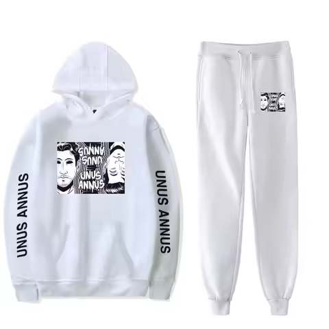 Cartoon Novelty Funny Popular Unus Annus Print Sweatshirt Sweatpants Suit Hoodies+ Trousers Suit Boy