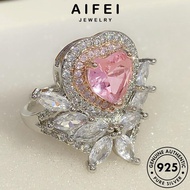 AIFEI JEWELRY Diamond Perempuan Crystal Ring Women Shape 純銀戒指 Sterling Drop Accessories For Perak Cincin Korean 925 Pink Luxury Adjustable Silver Original R924