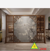 Bình phong gỗ khung tranh cắt CNC cho phòng khách nhà bếp nhà hàng spa CNC06 - Nội thất lắp ráp Vien