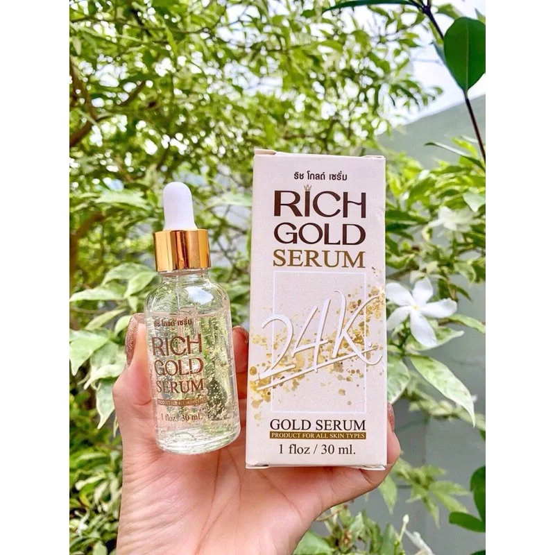 1 กล่อง ริช เซรั่ม กู้หน้า สิว ฝ้า กระ จุดด่างดำ rich gold serum 24k ใช้ดีมาก 30ml face anti aging f