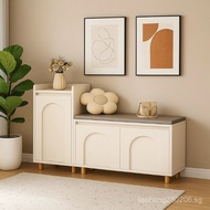 . Shoe cabinet at the entrance, hallway shelf, entryway bench for putting on shoes, home use cream-c