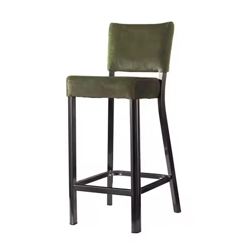 Foshan Hot Selling Hotel Furniture Dining Restaurant Chairs Black Metal High Green Elegant Stool Bar