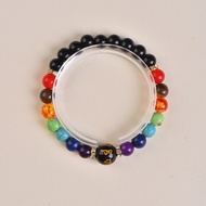 8mm Lava Stone with 7 Chakra Obsidian with 7 Chakra Healing Bracelet Yoga Bracelet Handmade Perfect 