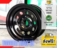 กระทะผ่าขอบ15  ( Toyota vigo ) 15x7.0 สีดำเงา 5รู114.3 CBD60 Revo โตโยต้า รีโว่ วีโก้ ซูซุกิ แครี่ เ