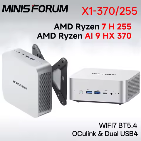 MINISFORUM AI X1 370/255 Mini PC AMD Ryzen AI 9 HX 370/R7 255 OCuLink 2*USB4 WiFi7 Built-in Dual Spe