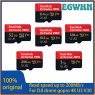 EGWHN SanDisk Extreme Pro Card 256GB Micro SD Card SDXC UHS-I 128GB 512GB 1T U3 V30 TF Flash Cards Memory Card Adapter for Camera DJI NDFEW