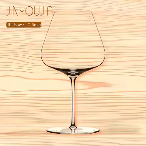 JINYOUJIA 0.4mm Paper Thin Handmade Crystal Burgundy Goblet Glass 960ml Classic Shape Premium Wine G