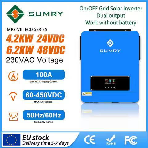 SUMRY Solar Inverter on/Off Grid 24v 48vdc 110v 220v 3.6kw 4.2kw 6.2lw Hybrid Power Inverter for Hom