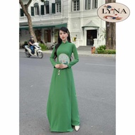 Áo Dài 4 Եà Màu Xanh Lá Vải Chiffon Cao Cấp - Áo Dài Truyền Thống LYNA Fashion
