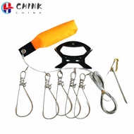CHINK Fishing Stringer, Orange Stainless Steel Fish Stringer, Portable 5m Length with 5 Buckle Snaps