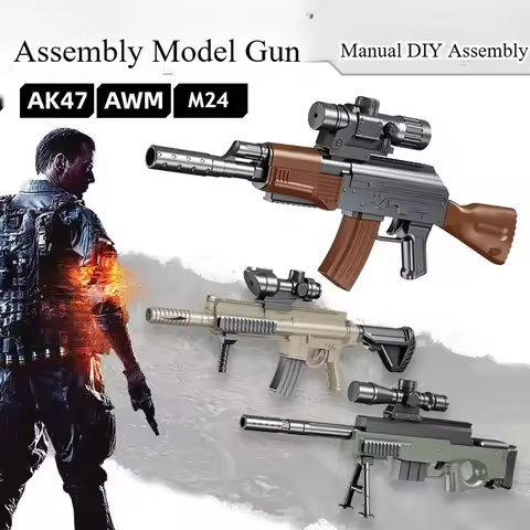 DIY Assembly M24 AWM AK47 Gun Model Mini Portable STEM Educational Building Toys Boys Military Colle