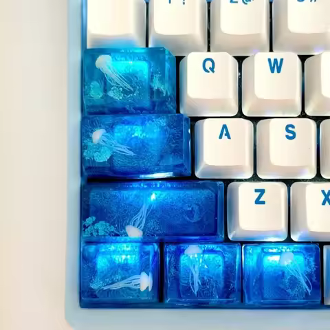 Custom Blue Ocean Jellyfish Keycap ECHOME Resin Artisan OEM Spacebar ESC Key Caps for Mechanical Key