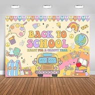 Groovy Back to School Backdrop 7x5ft First Day of School Party Decorations Background Welcome Back B